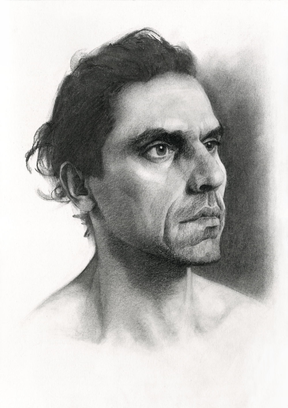 Portrait Drawing in Charcoal on Paper, by Artist & Illustrator James Martin