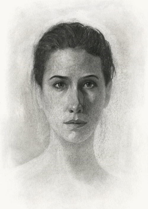 Portrait Drawing in Charcoal on Paper, by Artist & Illustrator James Martin