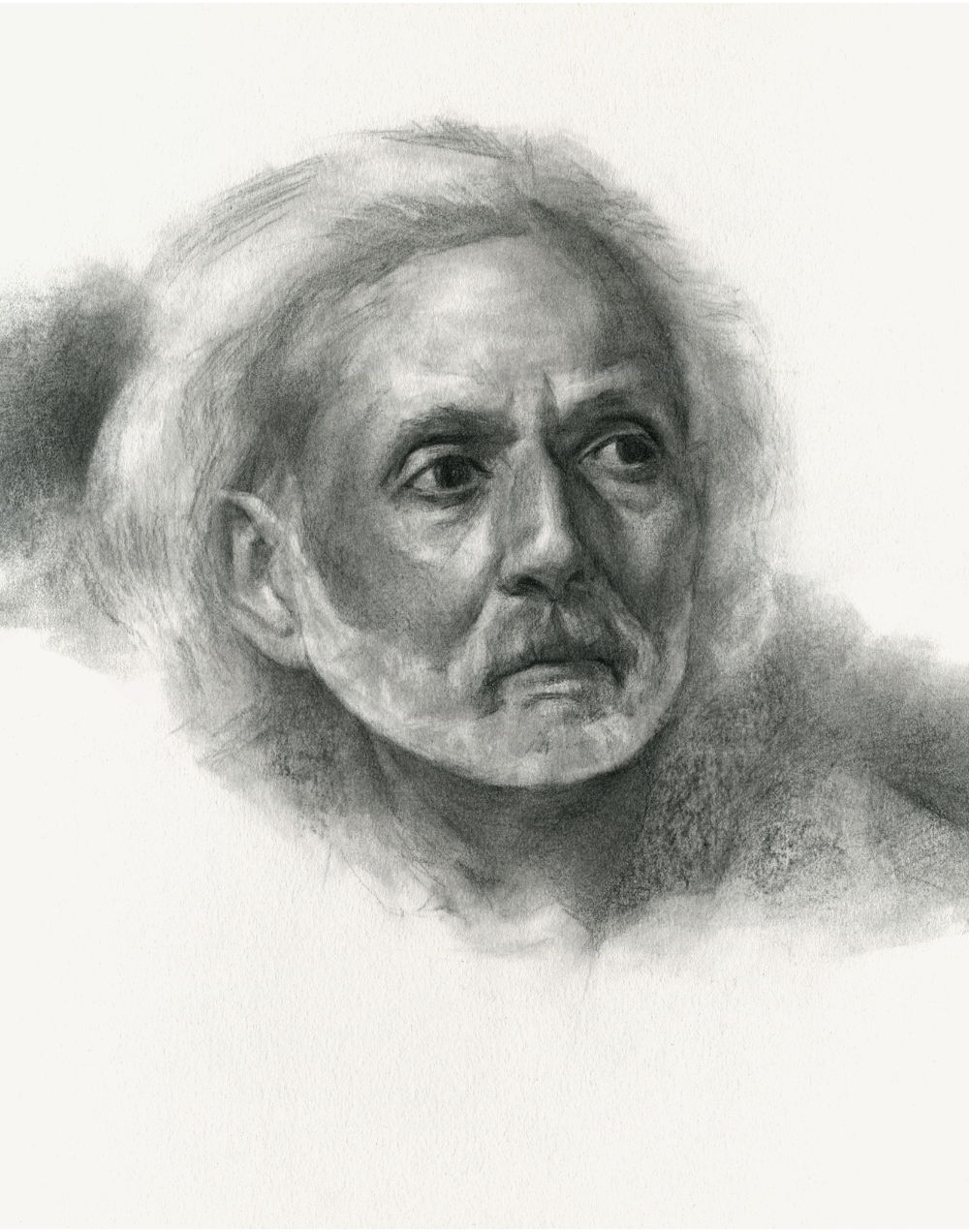 Portrait Drawing in Charcoal on Paper, by Artist & Illustrator James Martin